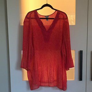 Bright Orange & Pink Accordion Blouse